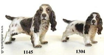 Cockerspaniel nr. 1145. L. 17.5 cm. kr 1650.- Cocker spaniel nr. 1304 L. 14.5 cm Kr 1200.-